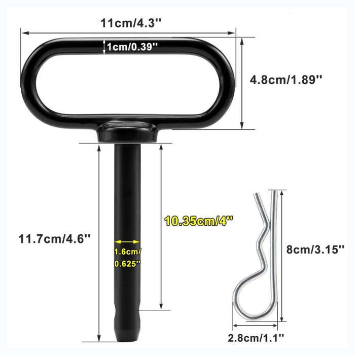 5/8 inch Lawn Tow Behind Attachment Hitch Tractor Towing Hitch Pin(Black)