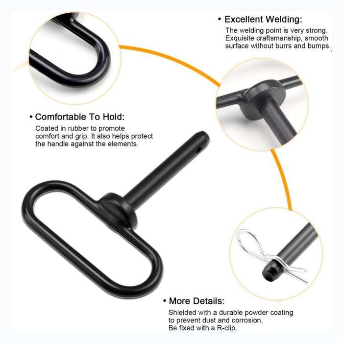 5/8 inch Lawn Tow Behind Attachment Hitch Tractor Towing Hitch Pin(Black)