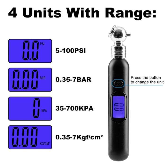 Car LCD display Portable Tire Monitoring Gauge Tire Pressure Tool(Black)