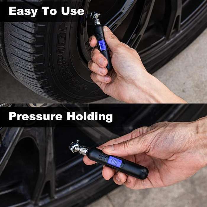 Car LCD display Portable Tire Monitoring Gauge Tire Pressure Tool(Black)