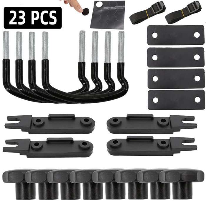 Car Roof Luggage Box Fixing Installation Accessories Roof U-bolt U-hook Clamp Kit(Black)