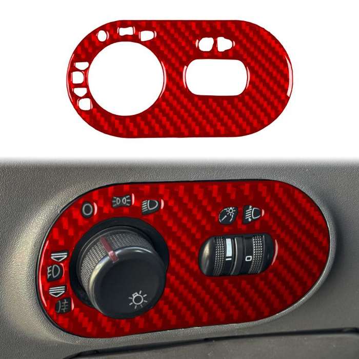 Carbon Fiber Car Headlight Switch Decorative Sticker for SEAT Ibiza 2003-2008, Left Driver(Red)