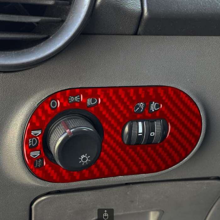 Carbon Fiber Car Headlight Switch Decorative Sticker for SEAT Ibiza 2003-2008, Left Driver(Red)