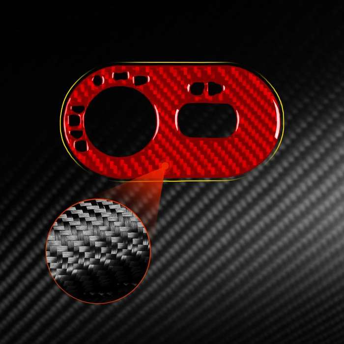 Carbon Fiber Car Headlight Switch Decorative Sticker for SEAT Ibiza 2003-2008, Left Driver(Red)