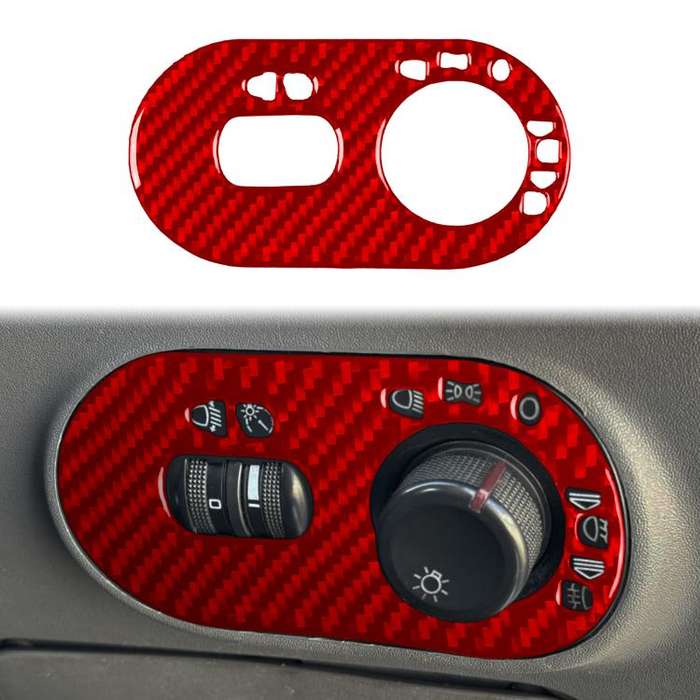 Carbon Fiber Car Headlight Switch Decorative Sticker for SEAT Ibiza 2003-2008, Right Driver(Red)