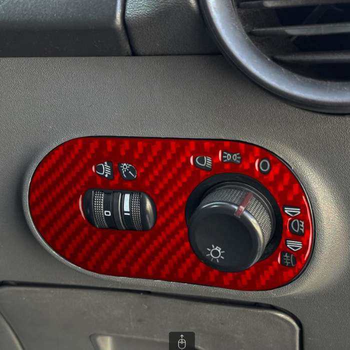 Carbon Fiber Car Headlight Switch Decorative Sticker for SEAT Ibiza 2003-2008, Right Driver(Red)