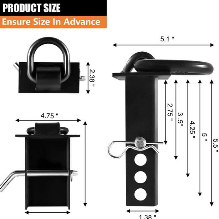 Car Stake Pocket D-Ring Hitch Pin Trailer Traction Connection Accessories(1/2 Specification)