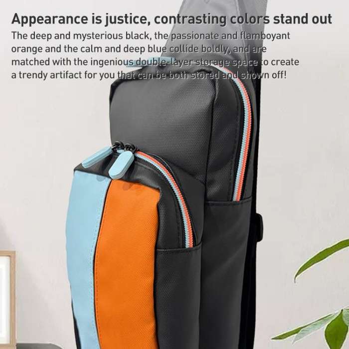 For Nintendo Switch 2 iPlay HBS-2844 Colorblock Crossbody Game Console Storage Bag(Orange Blue)