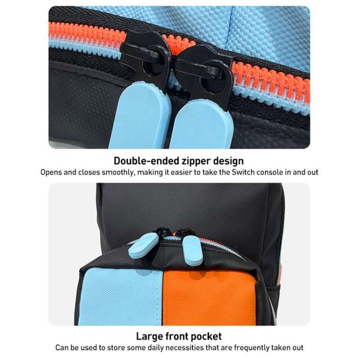 For Nintendo Switch 2 iPlay HBS-2844 Colorblock Crossbody Game Console Storage Bag(Orange Blue)