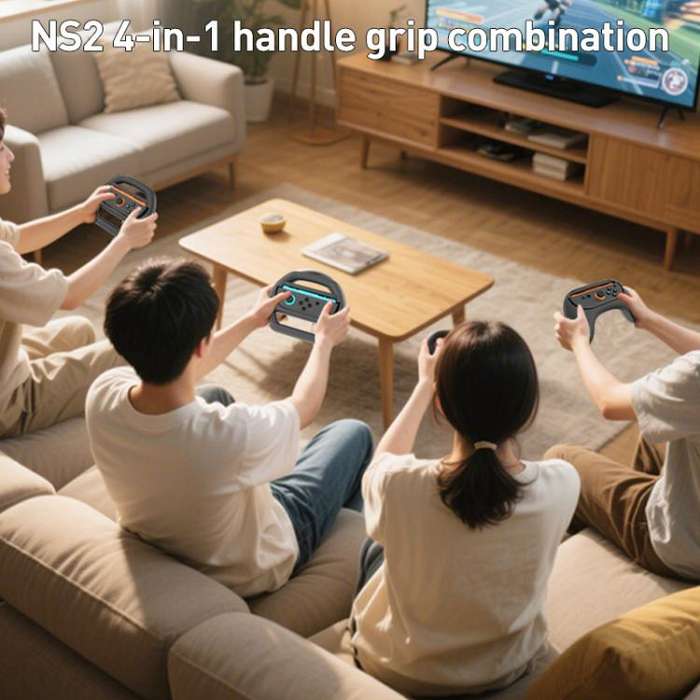 For Nintendo Switch 2 iPlay HBS-2870 4 in 1 Controller Grip Steering Wheel Combination