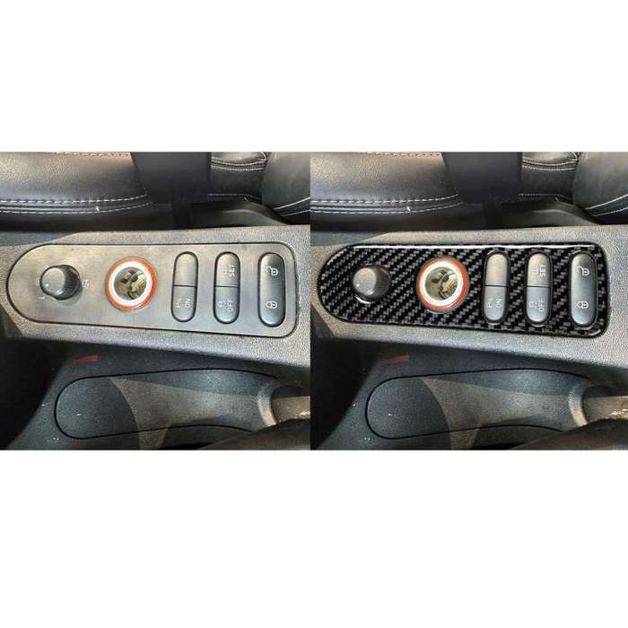 Carbon Fiber Car Rear Mirror Adjustment Switch Frame Decorative Sticker for SEAT Leon 2005-2012, ...