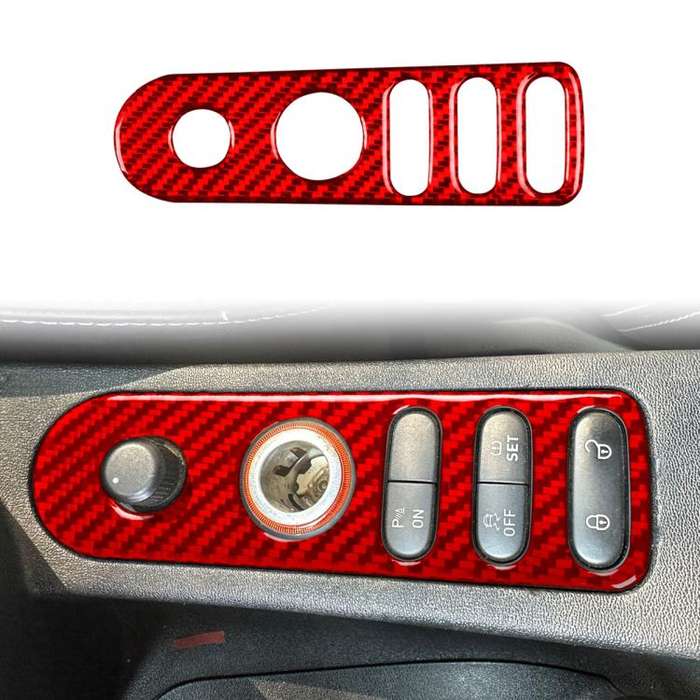 Carbon Fiber Car Rear Mirror Adjustment Switch Frame Decorative Sticker for SEAT Leon 2005-2012, ...
