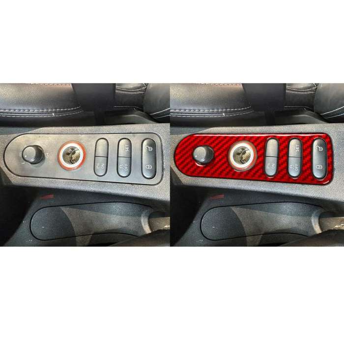 Carbon Fiber Car Rear Mirror Adjustment Switch Frame Decorative Sticker for SEAT Leon 2005-2012, ...