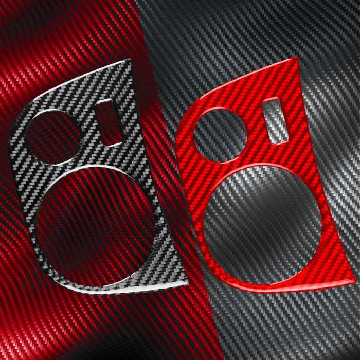 Carbon Fiber Car Water Cup Panel Decorative Sticker for SEAT Leon 2005-2012, Left Driver(Red)