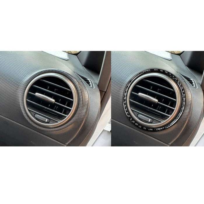 2pcs/Set Carbon Fiber Car AC Two Sides Air Outlet Decorative Sticker for SEAT Leon 2005-2012, Lef...