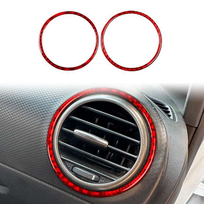 2pcs/Set Carbon Fiber Car AC Two Sides Air Outlet Decorative Sticker for SEAT Leon 2005-2012, Lef...