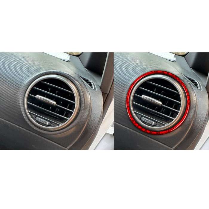 2pcs/Set Carbon Fiber Car AC Two Sides Air Outlet Decorative Sticker for SEAT Leon 2005-2012, Lef...