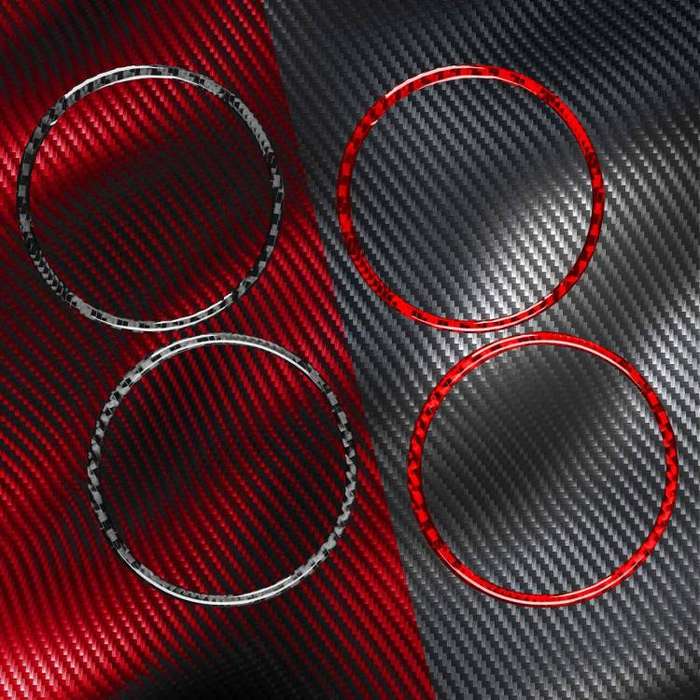 2pcs/Set Carbon Fiber Car AC Two Sides Air Outlet Decorative Sticker for SEAT Leon 2005-2012, Lef...