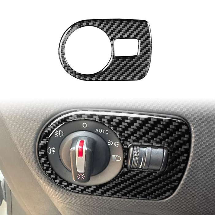 Carbon Fiber Car Headlight Switch Panel Decorative Sticker for SEAT Leon 2005-2012, Left Driver(B...
