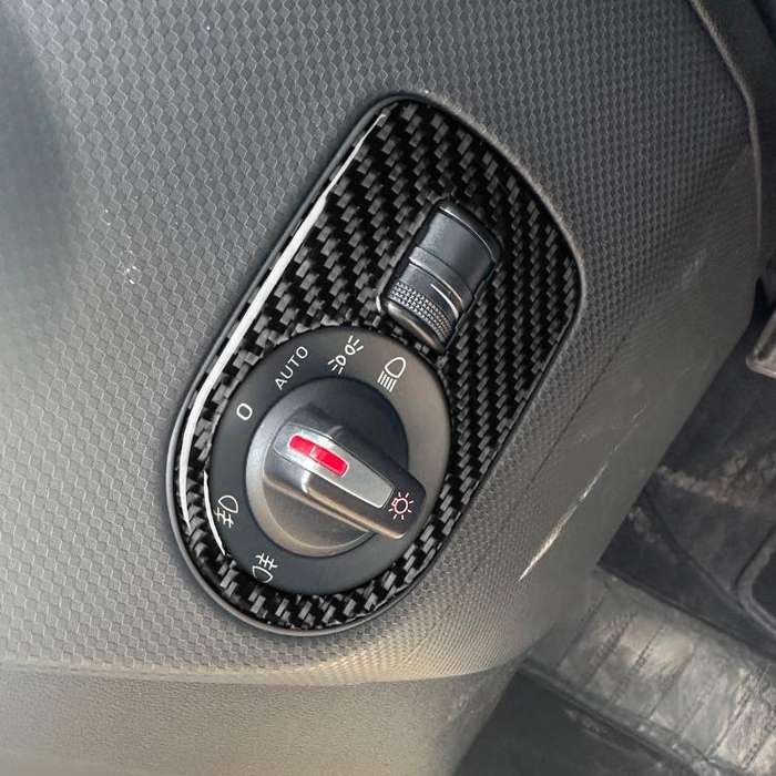Carbon Fiber Car Headlight Switch Panel Decorative Sticker for SEAT Leon 2005-2012, Left Driver(B...