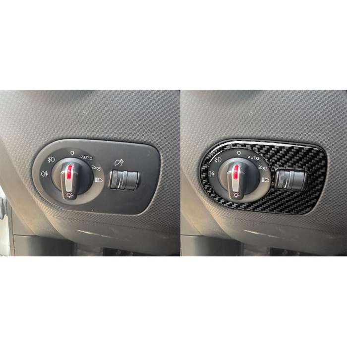 Carbon Fiber Car Headlight Switch Panel Decorative Sticker for SEAT Leon 2005-2012, Left Driver(B...