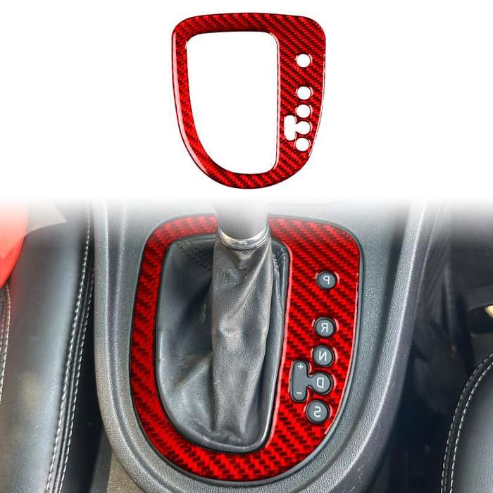 Carbon Fiber Car Gear Position Panel Decorative Sticker for SEAT Leon 2005-2012, Right Driver(Red)