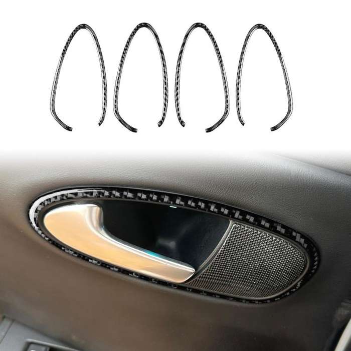 4pcs/Set Carbon Fiber Car Inner Door Handle Panel Decorative Sticker for SEAT Leon 2005-2012, Lef...