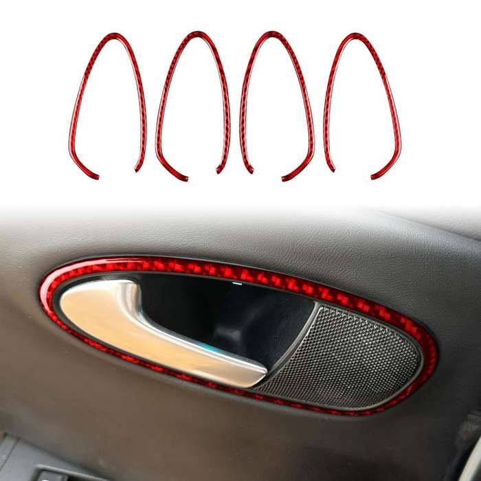4pcs/Set Carbon Fiber Car Inner Door Handle Panel Decorative Sticker for SEAT Leon 2005-2012, Lef...