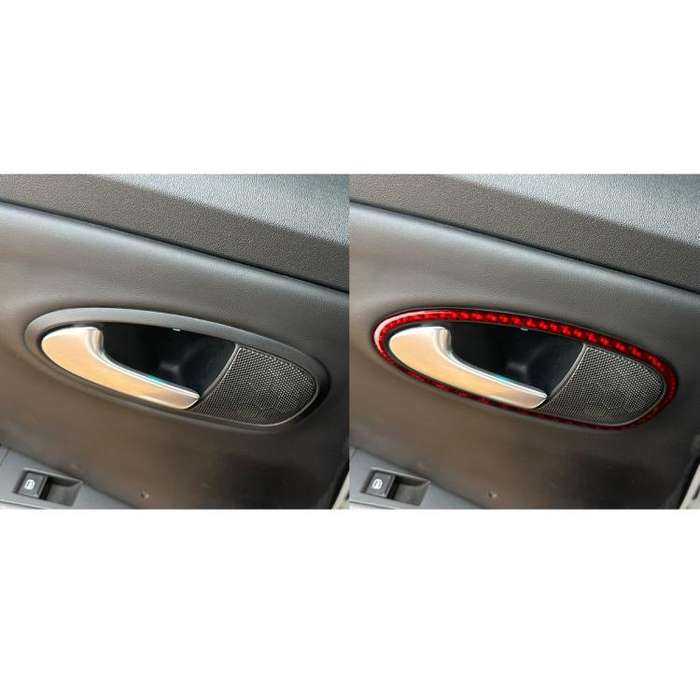 4pcs/Set Carbon Fiber Car Inner Door Handle Panel Decorative Sticker for SEAT Leon 2005-2012, Lef...