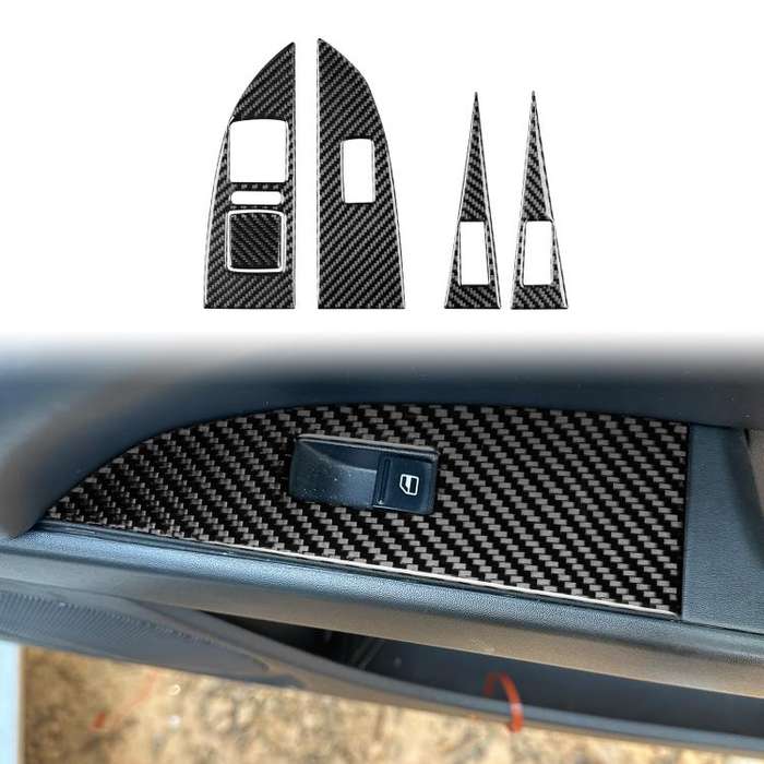 5pcs/Set Carbon Fiber Car Lifting Panel Decorative Sticker for SEAT Leon 2005-2012, Left Driver(B...