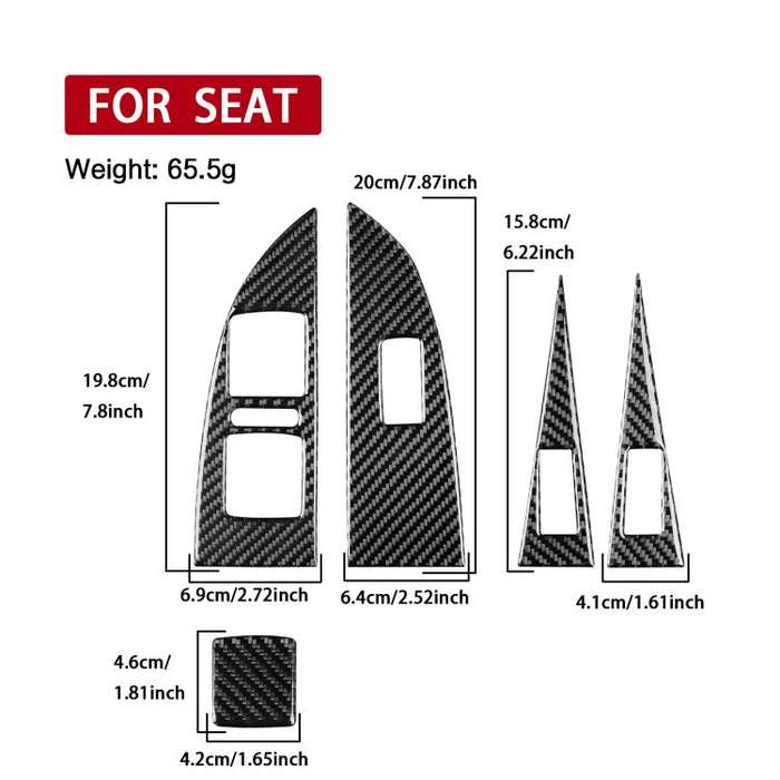 5pcs/Set Carbon Fiber Car Lifting Panel Decorative Sticker for SEAT Leon 2005-2012, Left Driver(B...
