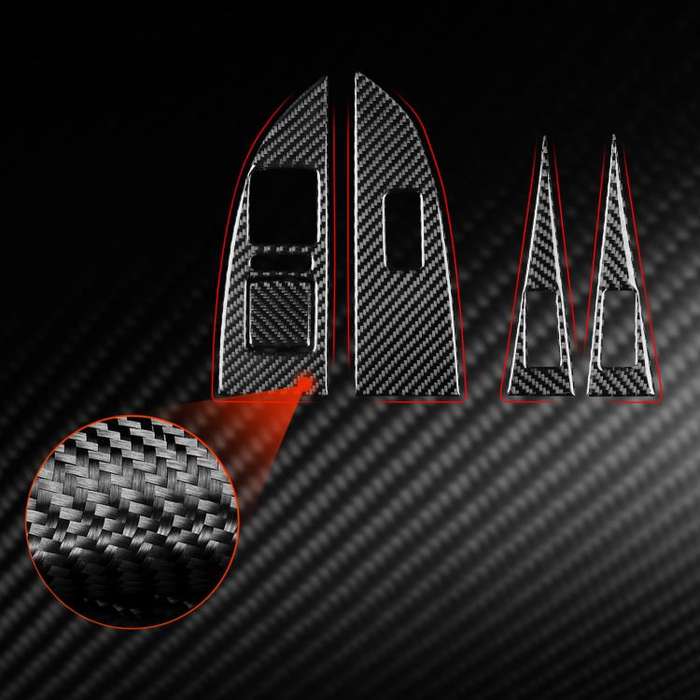 5pcs/Set Carbon Fiber Car Lifting Panel Decorative Sticker for SEAT Leon 2005-2012, Left Driver(B...