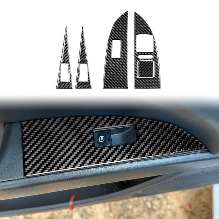 5pcs/Set Carbon Fiber Car Lifting Panel Decorative Sticker for SEAT Leon 2005-2012, Right Driver(...