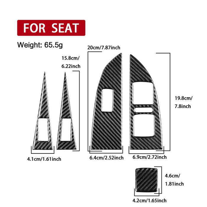 5pcs/Set Carbon Fiber Car Lifting Panel Decorative Sticker for SEAT Leon 2005-2012, Right Driver(...