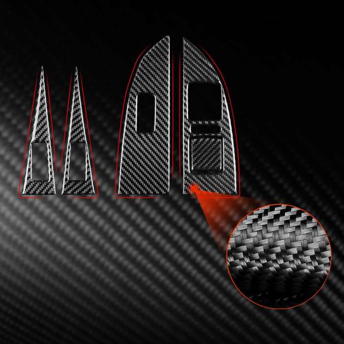 5pcs/Set Carbon Fiber Car Lifting Panel Decorative Sticker for SEAT Leon 2005-2012, Right Driver(...