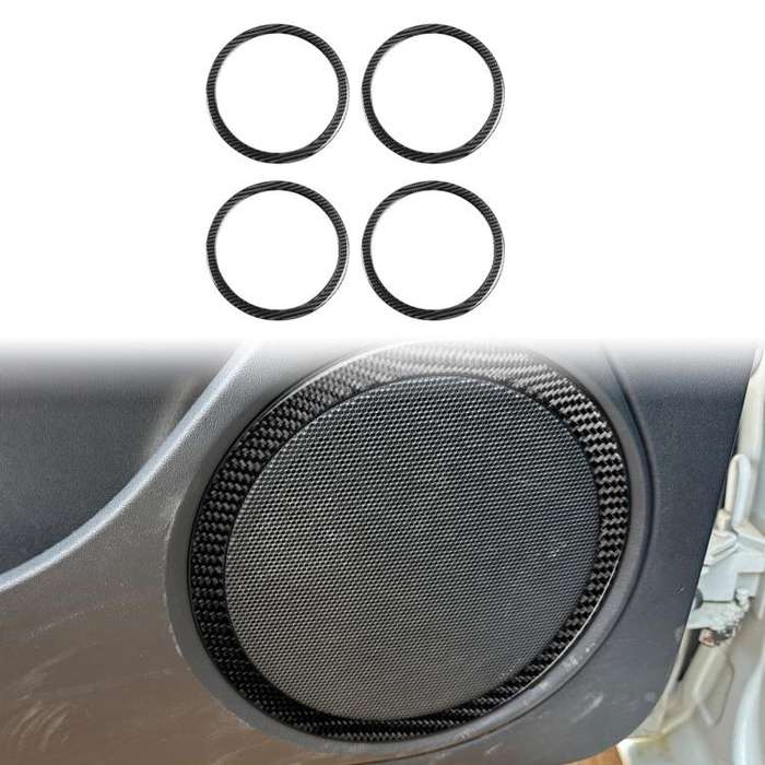 4pcs/Set Carbon Fiber Car Door Horn Ring Decorative Sticker for SEAT Leon 2005-2012, Left and Rig...