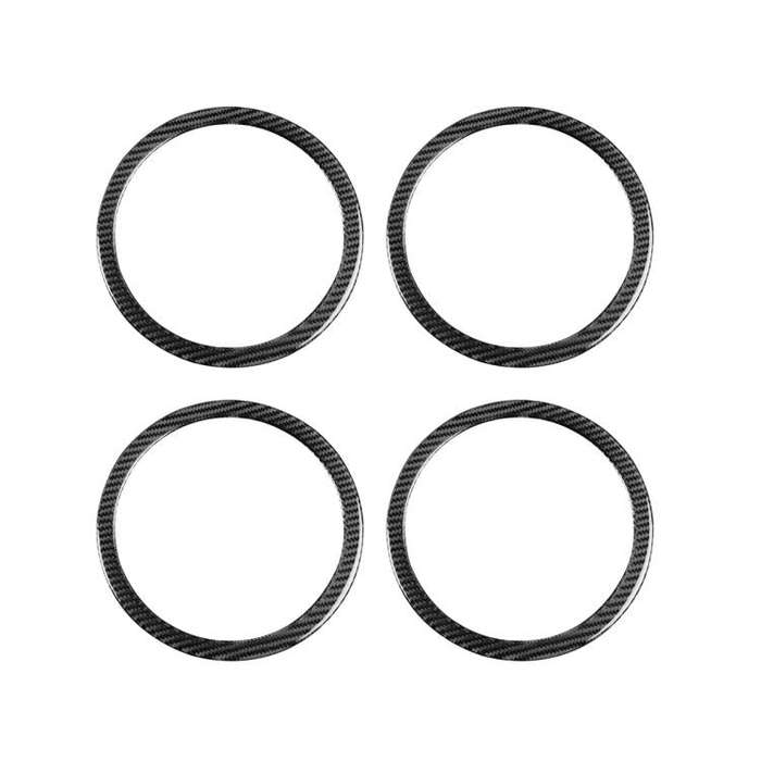 4pcs/Set Carbon Fiber Car Door Horn Ring Decorative Sticker for SEAT Leon 2005-2012, Left and Rig...