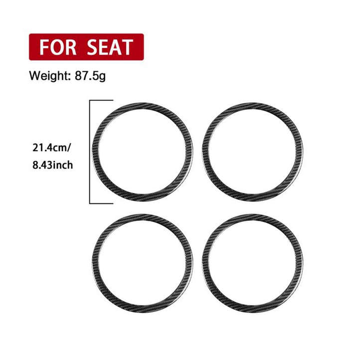 4pcs/Set Carbon Fiber Car Door Horn Ring Decorative Sticker for SEAT Leon 2005-2012, Left and Rig...