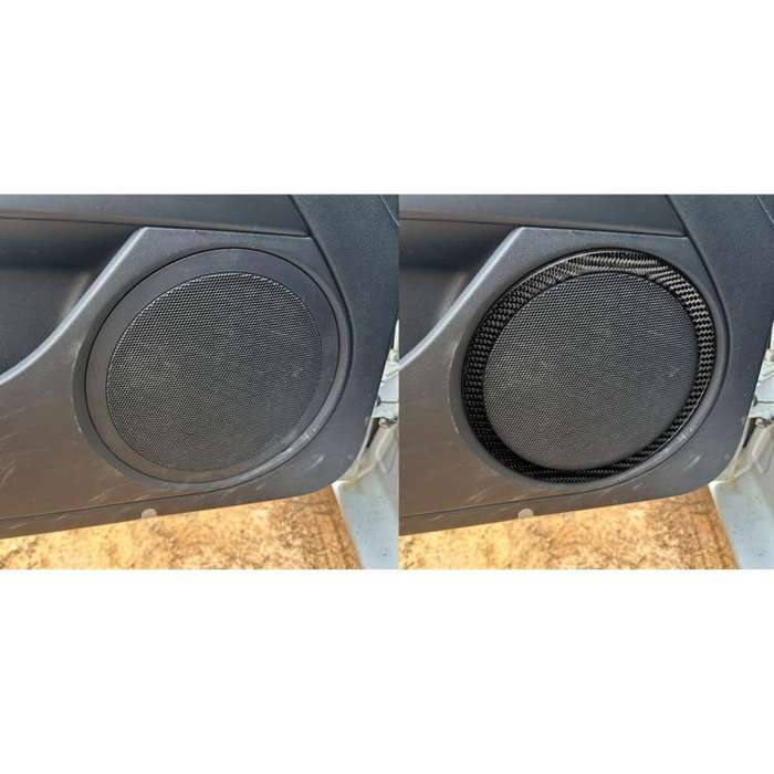 4pcs/Set Carbon Fiber Car Door Horn Ring Decorative Sticker for SEAT Leon 2005-2012, Left and Rig...