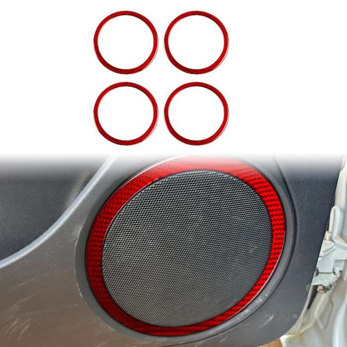 4pcs/Set Carbon Fiber Car Door Horn Ring Decorative Sticker for SEAT Leon 2005-2012, Left and Rig...