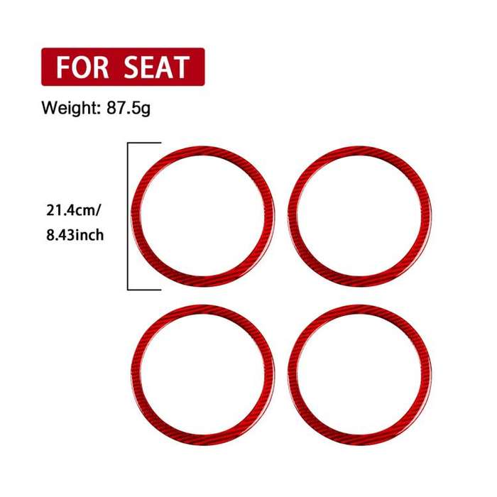 4pcs/Set Carbon Fiber Car Door Horn Ring Decorative Sticker for SEAT Leon 2005-2012, Left and Rig...