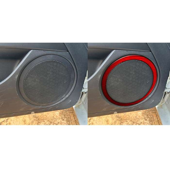 4pcs/Set Carbon Fiber Car Door Horn Ring Decorative Sticker for SEAT Leon 2005-2012, Left and Rig...
