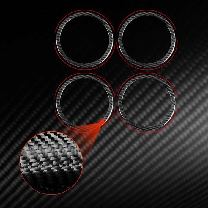 4pcs/Set Carbon Fiber Car Door Horn Ring Decorative Sticker for SEAT Leon 2005-2012, Left and Rig...