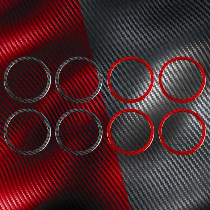 4pcs/Set Carbon Fiber Car Door Horn Ring Decorative Sticker for SEAT Leon 2005-2012, Left and Rig...