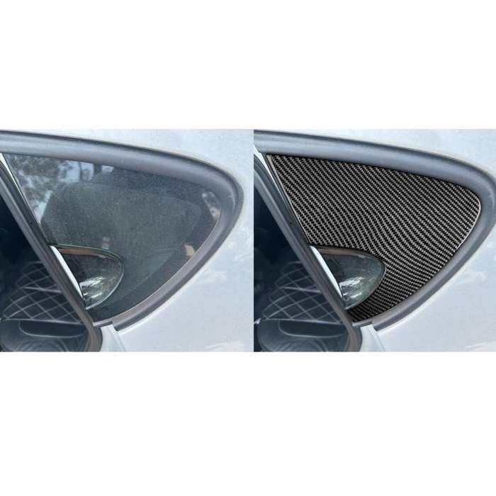 2pcs/Set Carbon Fiber Car Rear Triangle Window Decorative Sticker for SEAT Leon 2005-2012, Left a...