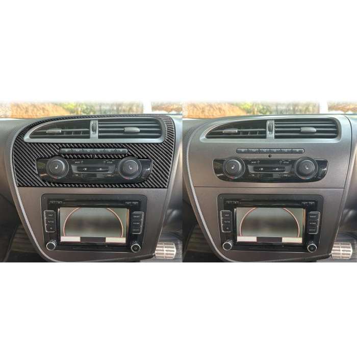 Carbon Fiber Car Center Console Air Conditioner Panel Decorative Sticker for SEAT Leon 2005-2012,...