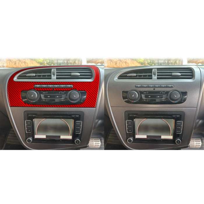 Carbon Fiber Car Center Console Air Conditioner Panel Decorative Sticker for SEAT Leon 2005-2012,...