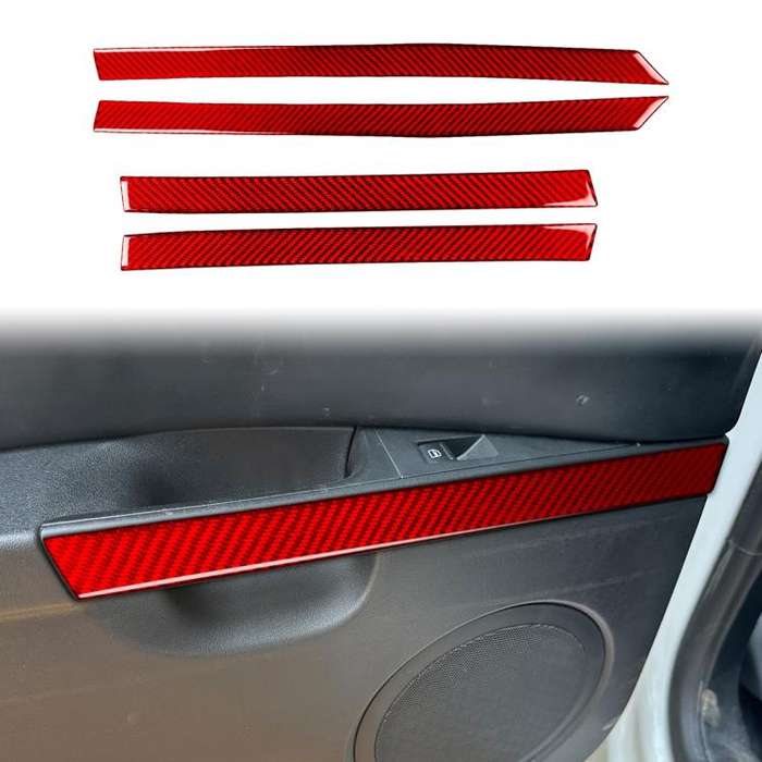 4pcs/Set Carbon Fiber Car Door Panel Decorative Sticker for SEAT Leon 2005-2012, Left and Right D...