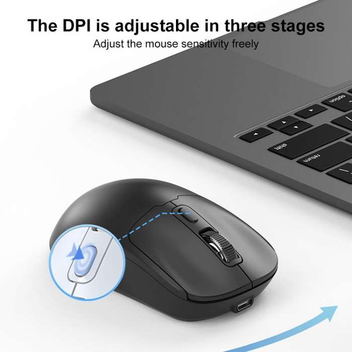 ZGA Sky Drill Dual Modes 2.4G BT5.0 Wireless Mouse(Black)