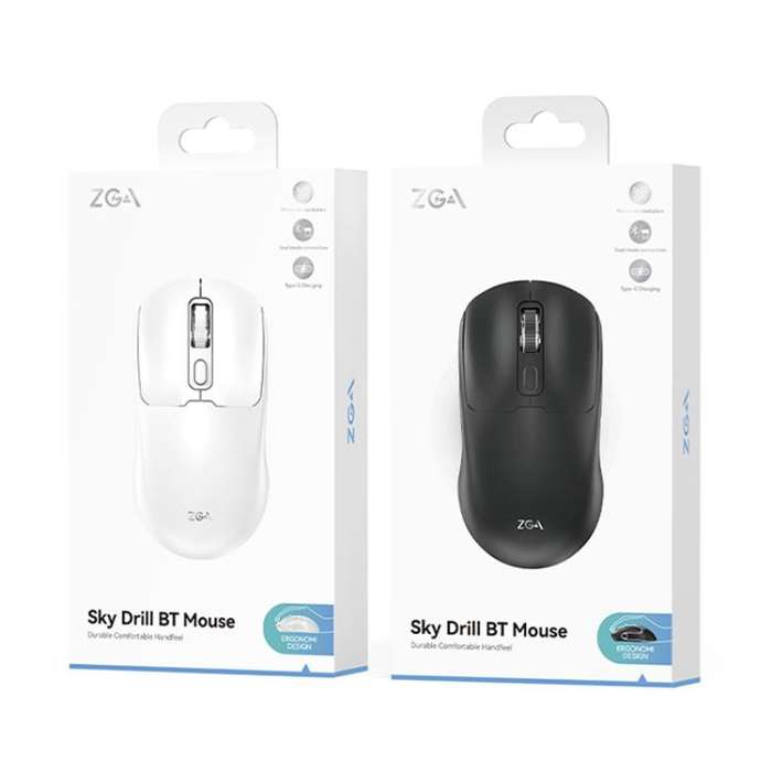 ZGA Sky Drill Dual Modes 2.4G BT5.0 Wireless Mouse(Black)